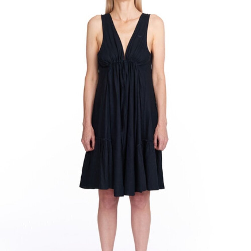 New WT Emporio Armani V-neckline Black Sleeveless Swimwear Dress Size S/M